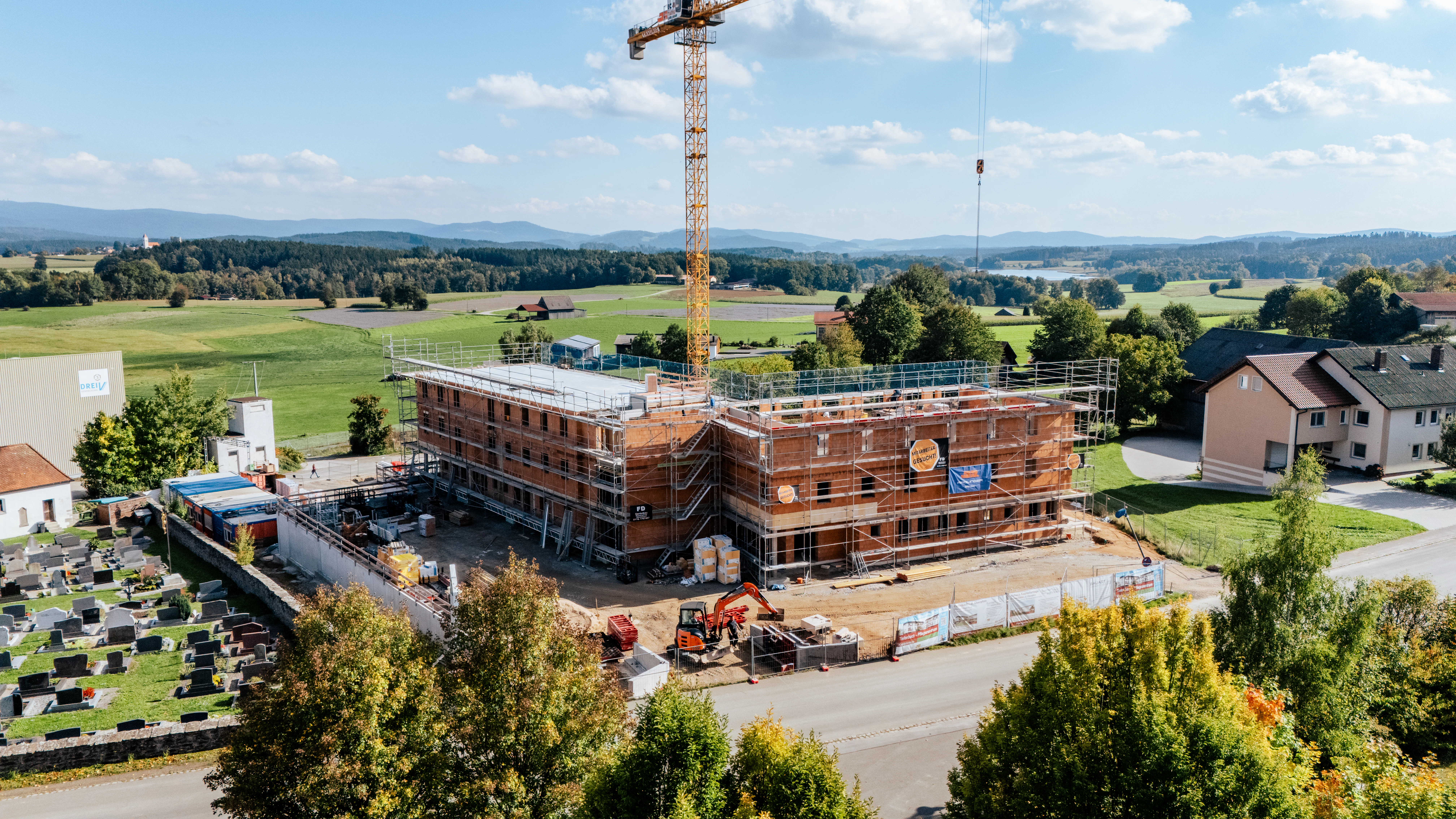 Luftaufnahme des Gesamtrohbaus