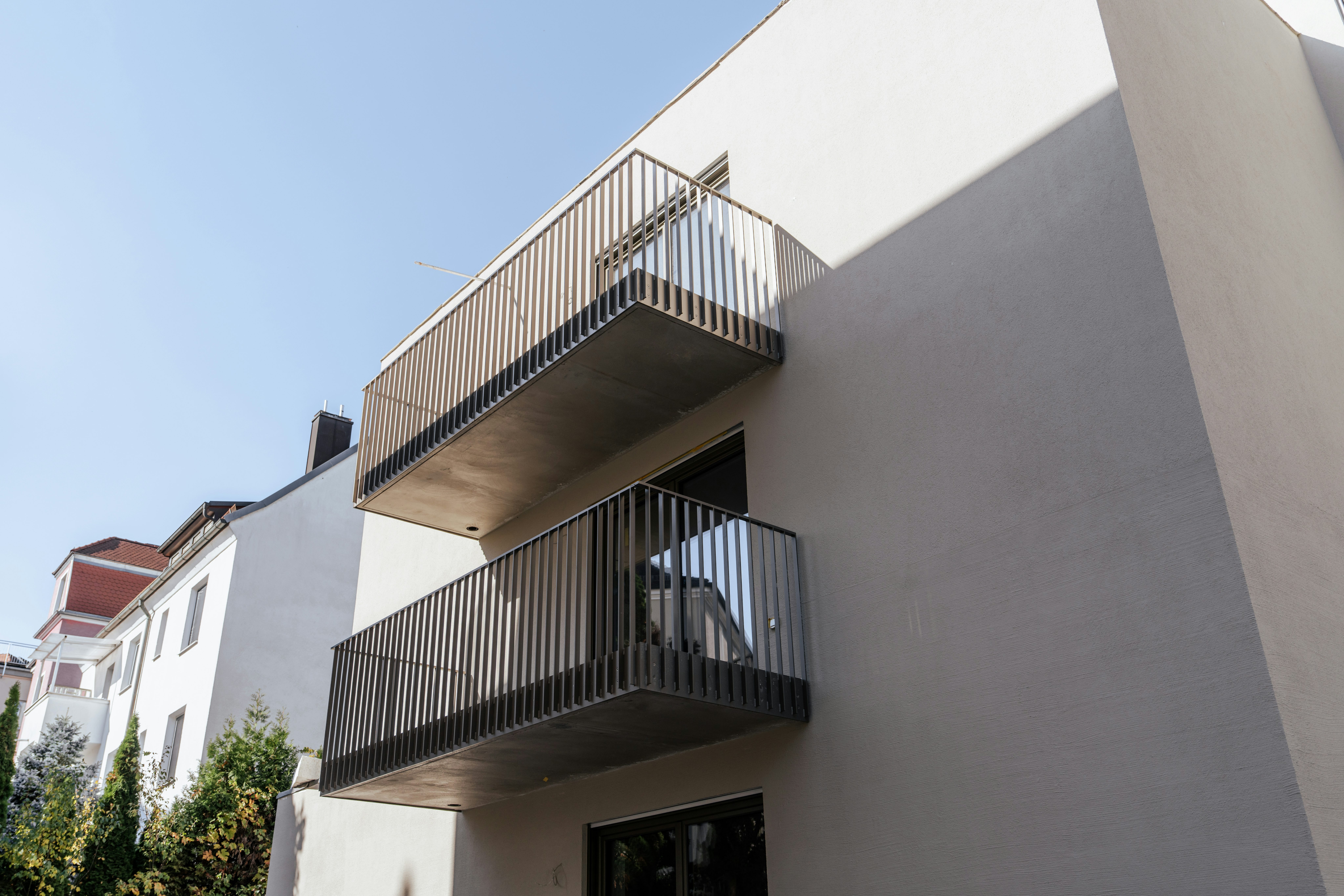 Wohnanlage Sternhof Regensburg: Fassade von Haus B mit Balkonen