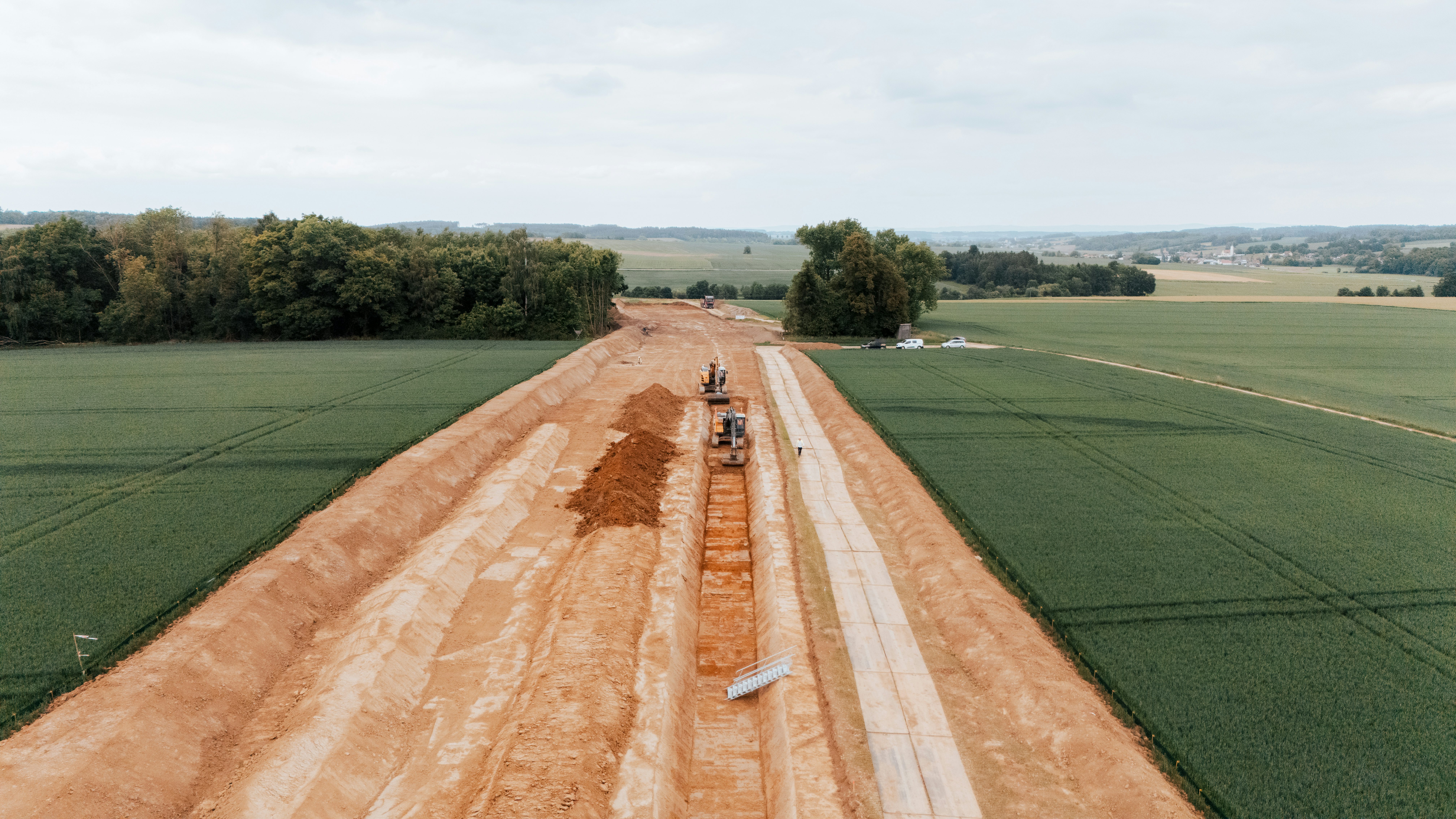 Aufnahme der Bauarbeiten aus der Luft des SuedOstLinks (Kooperation mit TenneT)