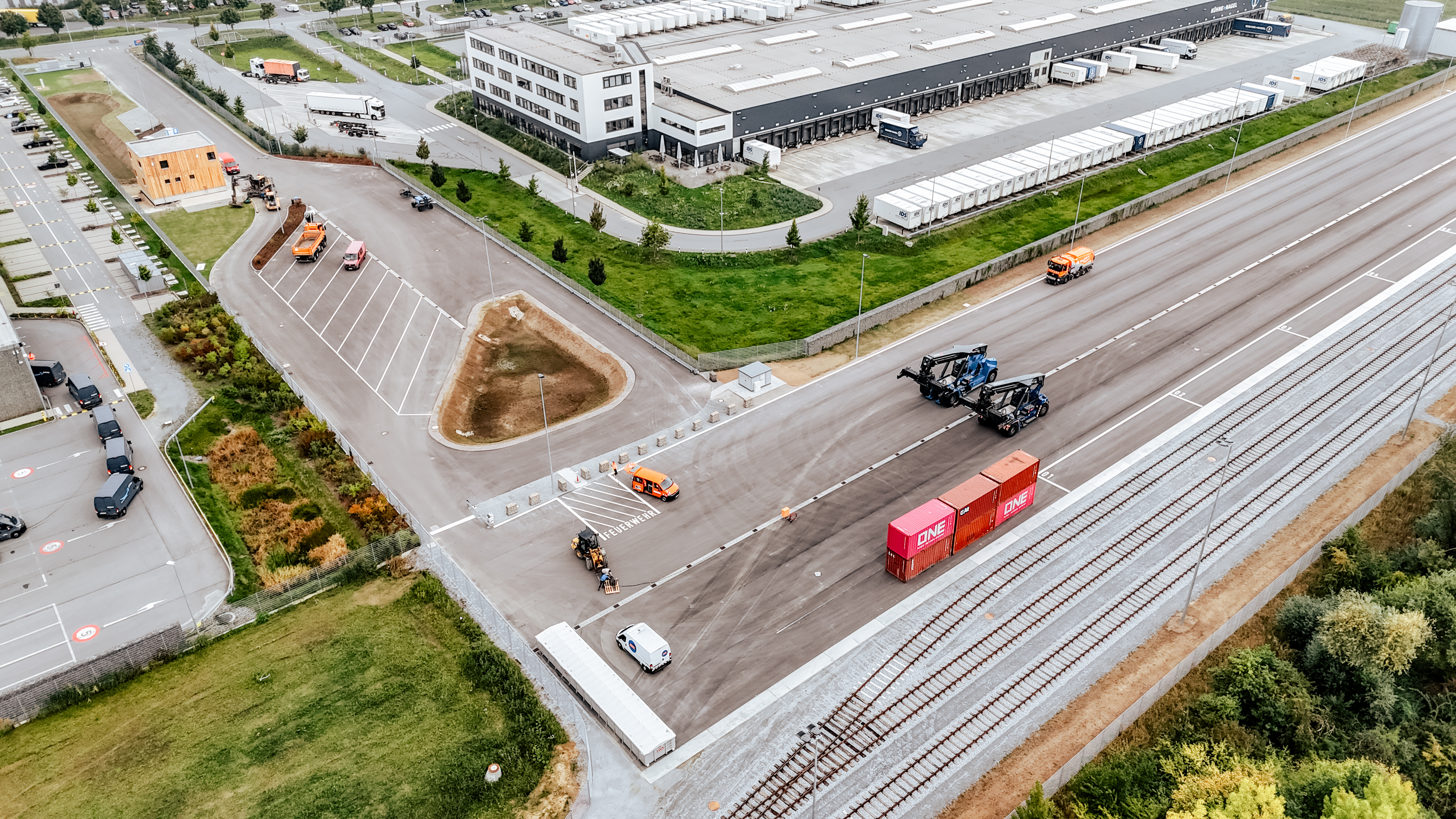 Drohnenaufnahme des KV Terminal Hafen Straubing-Sand