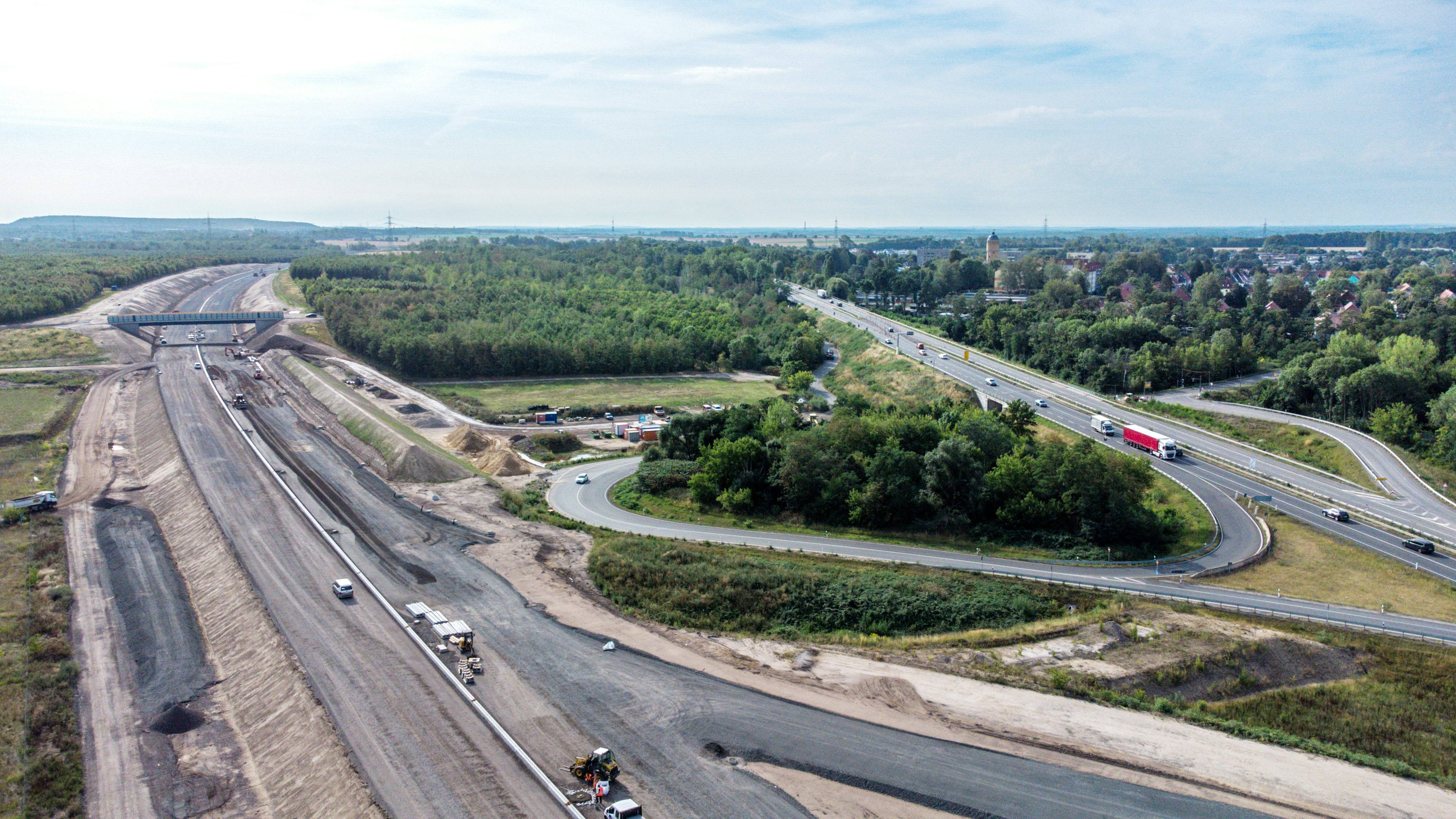 Neubau A72 Rötha: Autobahnnetz von oben