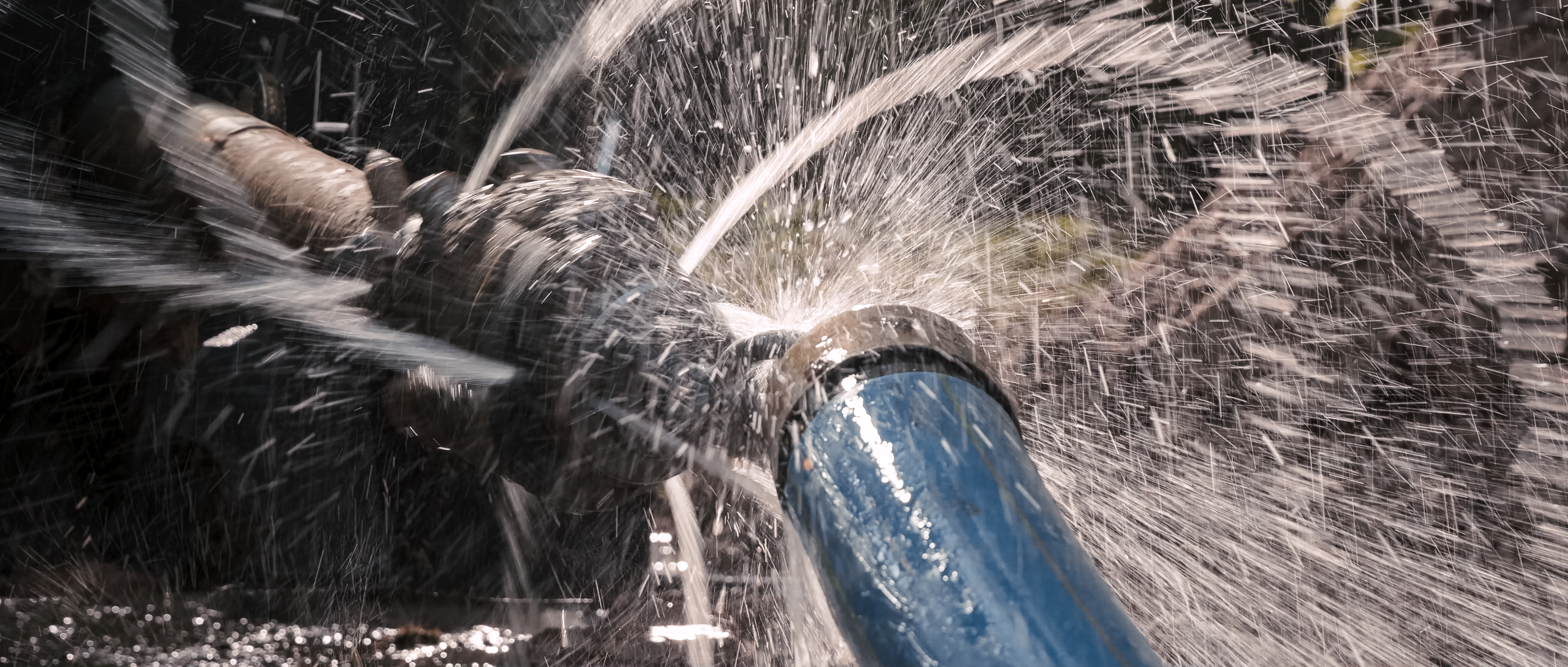 Spülbohrung im Einsatz, Detailaufnahme