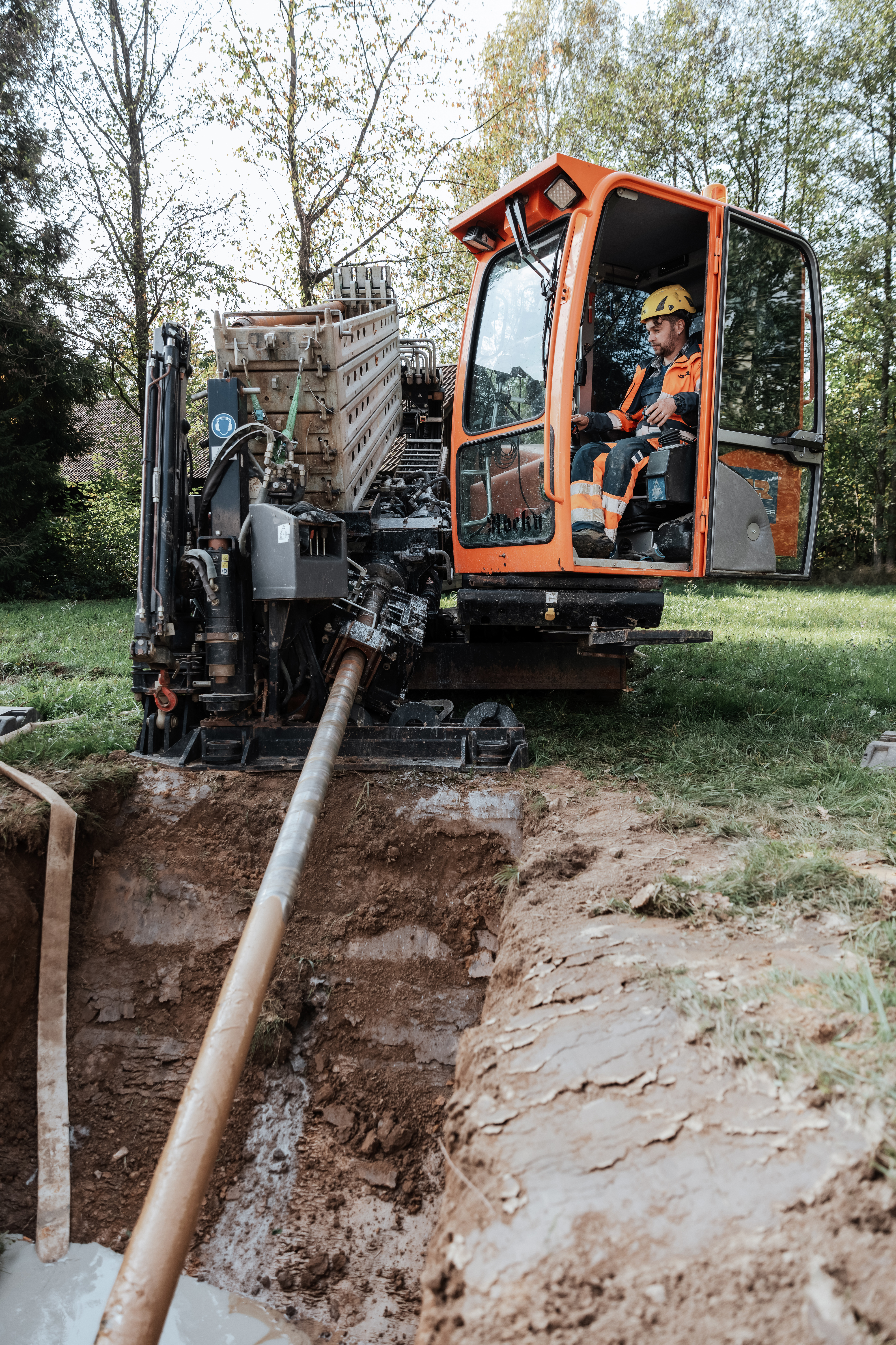 Spuelbohranlage Tracto im Einsatz auf einer Baustelle